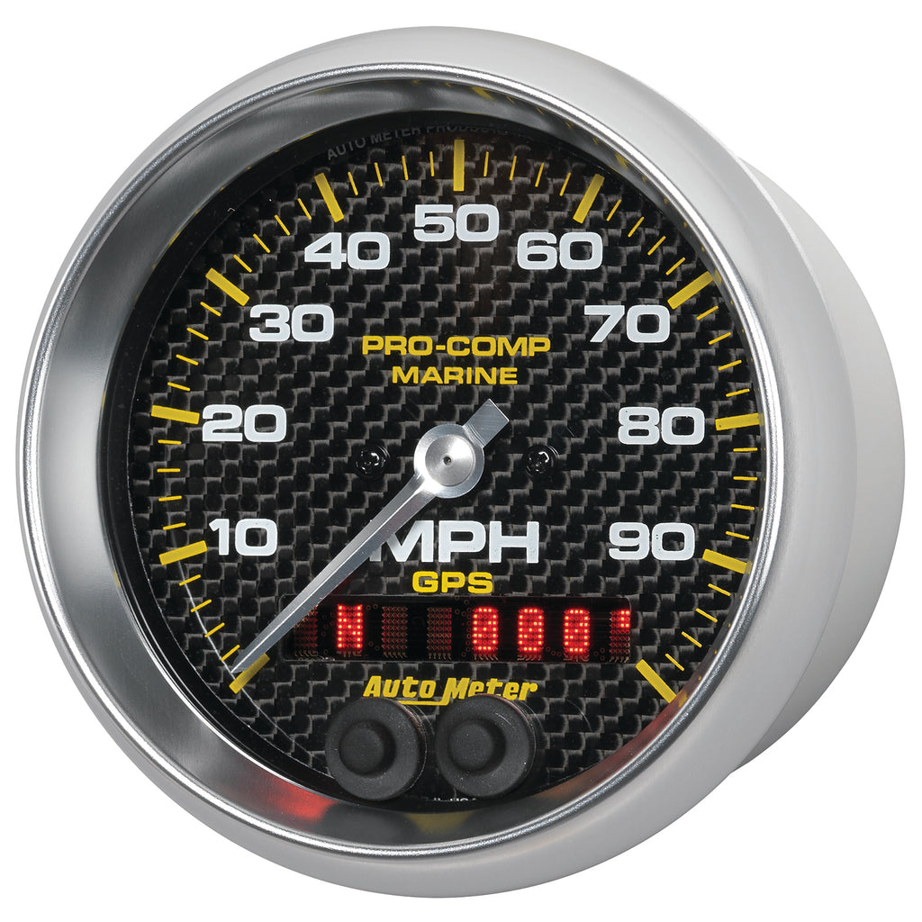 AutoMeter 200636-40 GAUGE, SPEEDOMETER, 3 3/8", 100MPH, GPS, MARINE CARBON FIBER