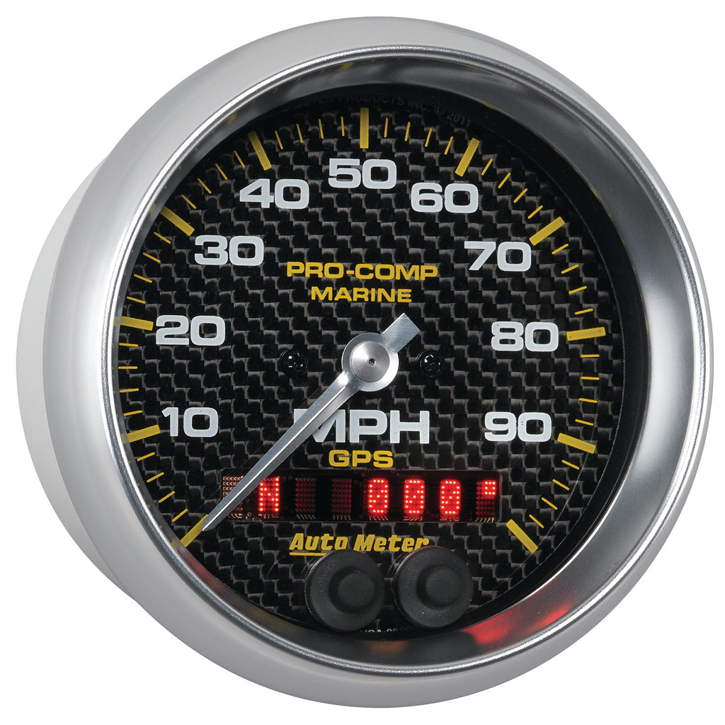 AutoMeter 200636-40 GAUGE, SPEEDOMETER, 3 3/8", 100MPH, GPS, MARINE CARBON FIBER