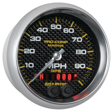 Load image into Gallery viewer, AutoMeter 200636-40 GAUGE, SPEEDOMETER, 3 3/8", 100MPH, GPS, MARINE CARBON FIBER