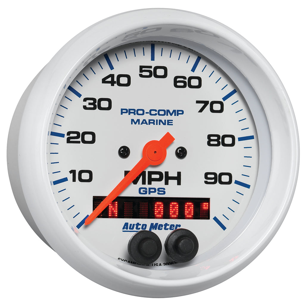 AutoMeter 200636 GAUGE, SPEEDOMETER, 3 3/8", 100MPH, GPS, MARINE WHITE