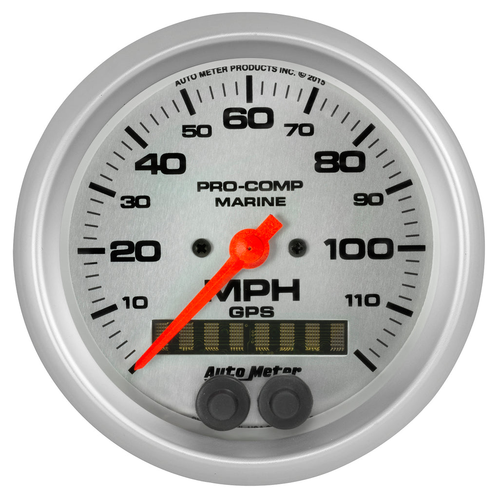 AutoMeter 200637-33 GAUGE, SPEEDOMETER, 3 3/8", 120MPH, GPS, MARINE SILVER