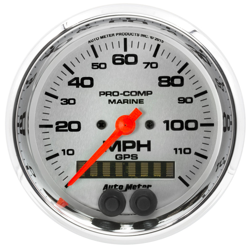 AutoMeter 200637-35 GAUGE, SPEEDOMETER, 3 3/8", 120MPH, GPS, MARINE CHROME