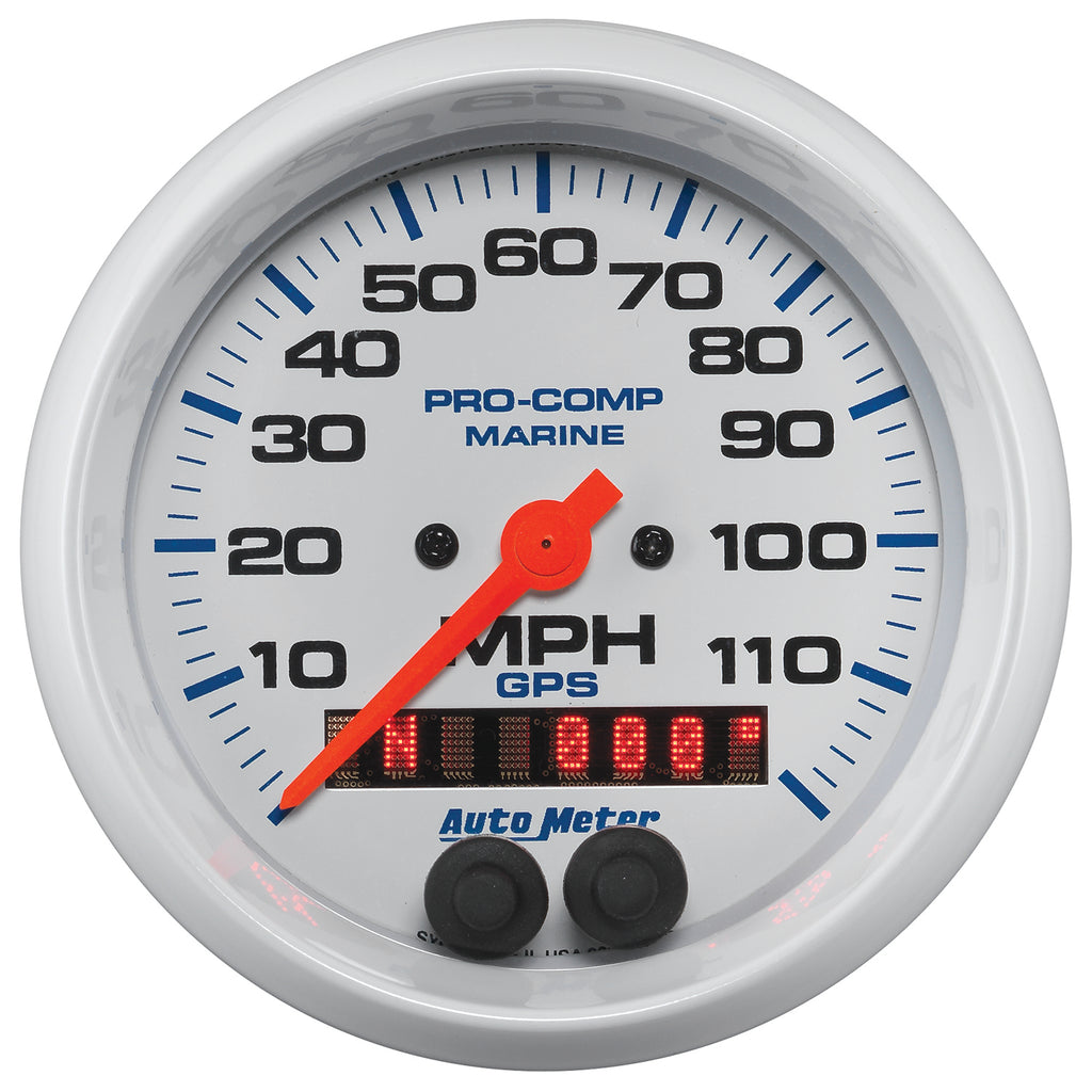 AutoMeter 200637 GAUGE, SPEEDOMETER, 3 3/8", 120MPH, GPS, MARINE WHITE