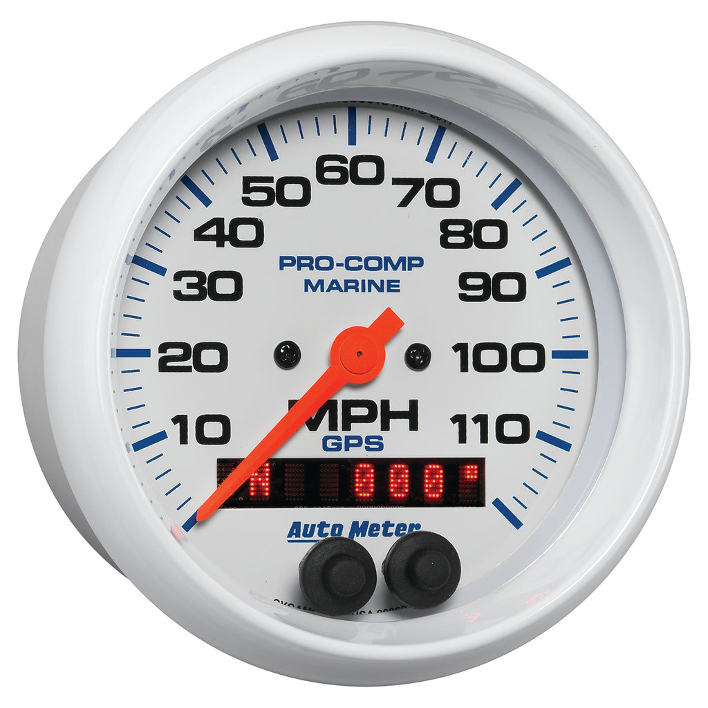 AutoMeter 200637 GAUGE, SPEEDOMETER, 3 3/8", 120MPH, GPS, MARINE WHITE