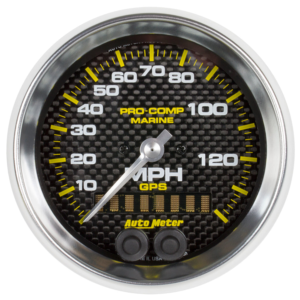 AutoMeter 200638-40 GAUGE, SPEEDOMETER, 3 3/8", 140MPH, GPS, MARINE CARBON FIBER