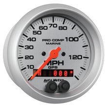 Load image into Gallery viewer, AutoMeter 200638-33 GAUGE, SPEEDOMETER, 3 3/8", 140MPH, GPS, MARINE SILVER