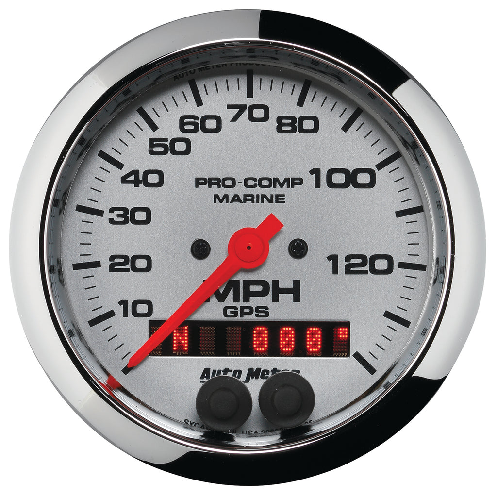 AutoMeter 200638-35 GAUGE, SPEEDOMETER, 3 3/8", 140MPH, GPS, MARINE CHROME