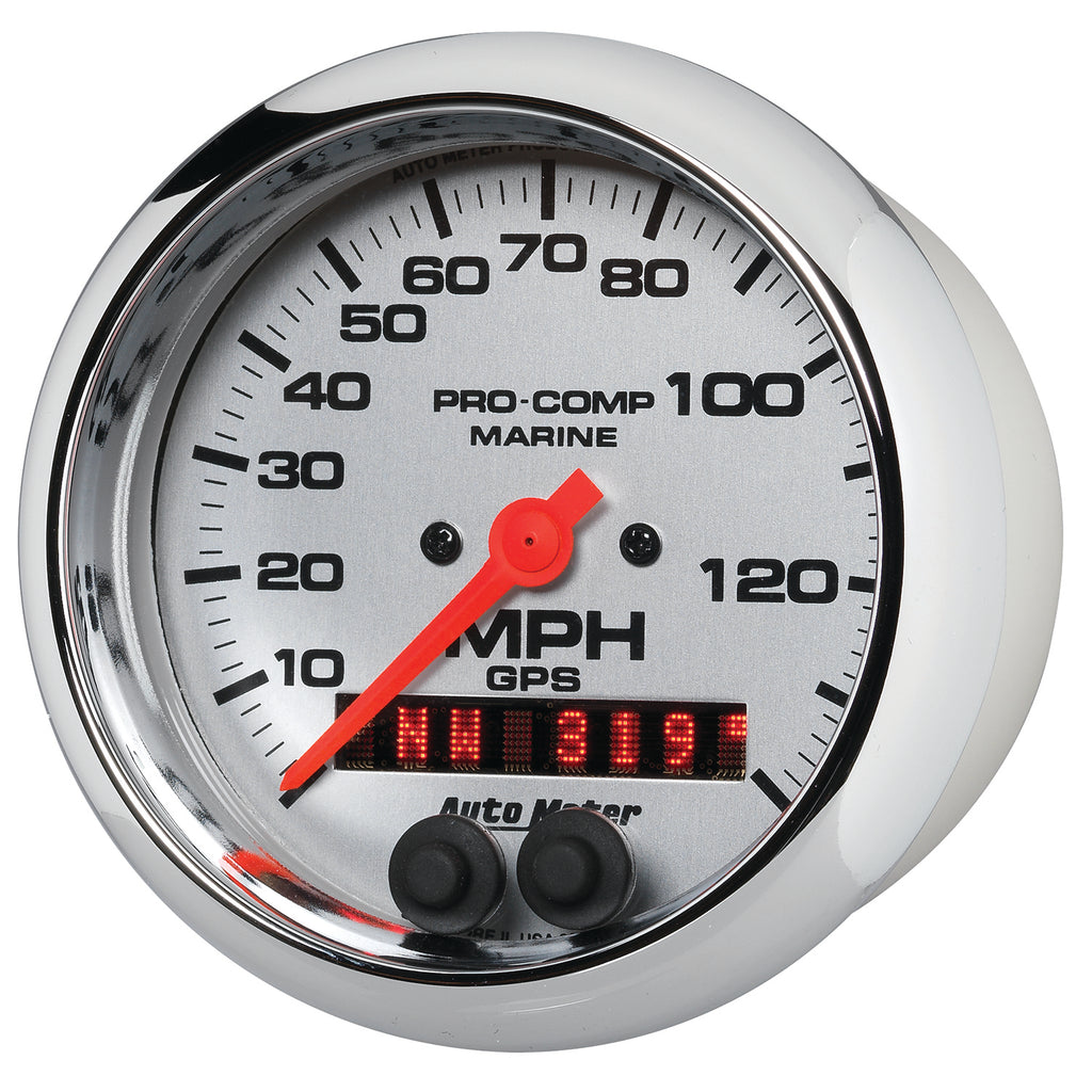 AutoMeter 200638-35 GAUGE, SPEEDOMETER, 3 3/8", 140MPH, GPS, MARINE CHROME