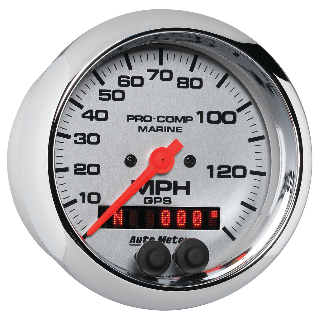 AutoMeter 200638-35 GAUGE, SPEEDOMETER, 3 3/8", 140MPH, GPS, MARINE CHROME