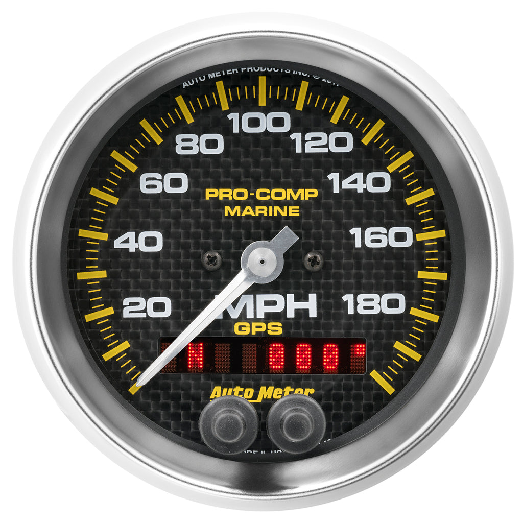 AutoMeter 200639-40 GAUGE, SPEEDOMETER, 3 3/8", 200MPH, GPS, MARINE CARBON FIBER