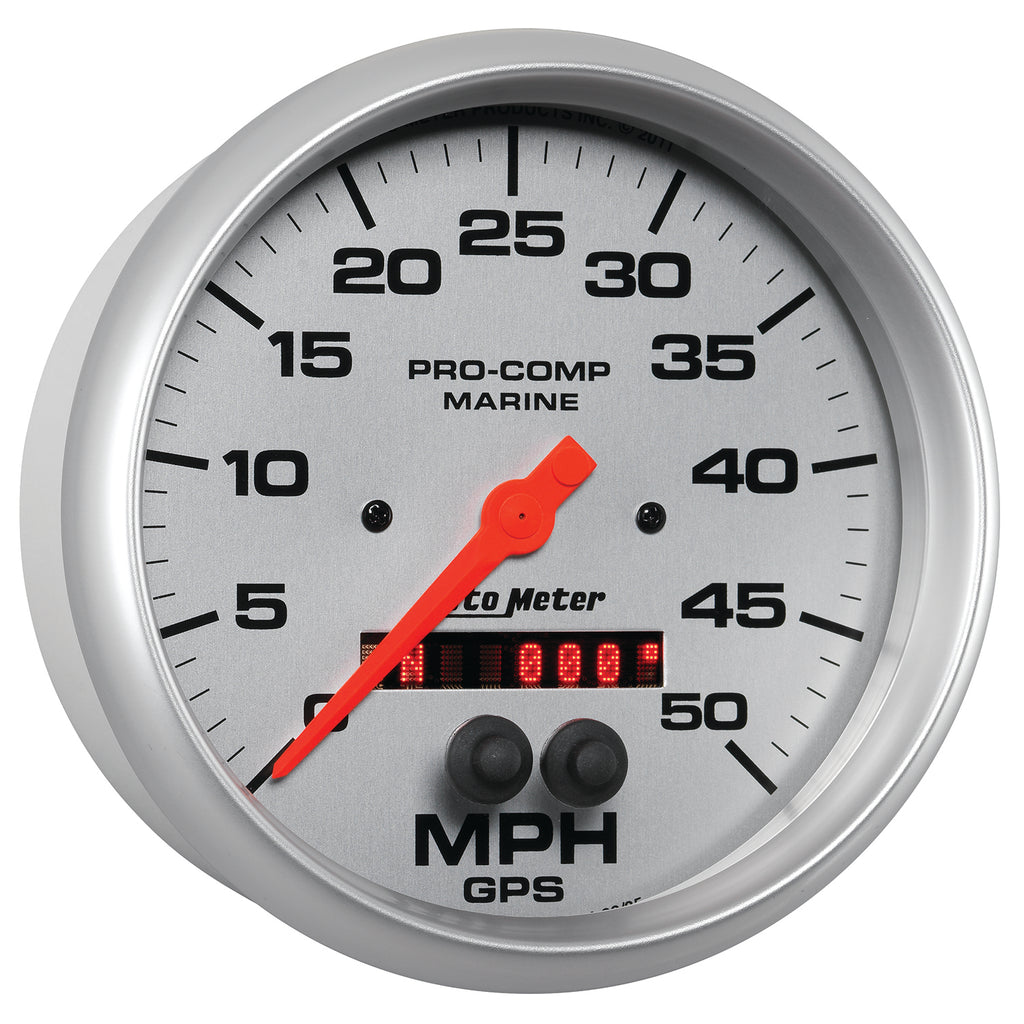 AutoMeter 200644-33 GAUGE, SPEEDOMETER, 5", 50MPH, GPS, MARINE SILVER