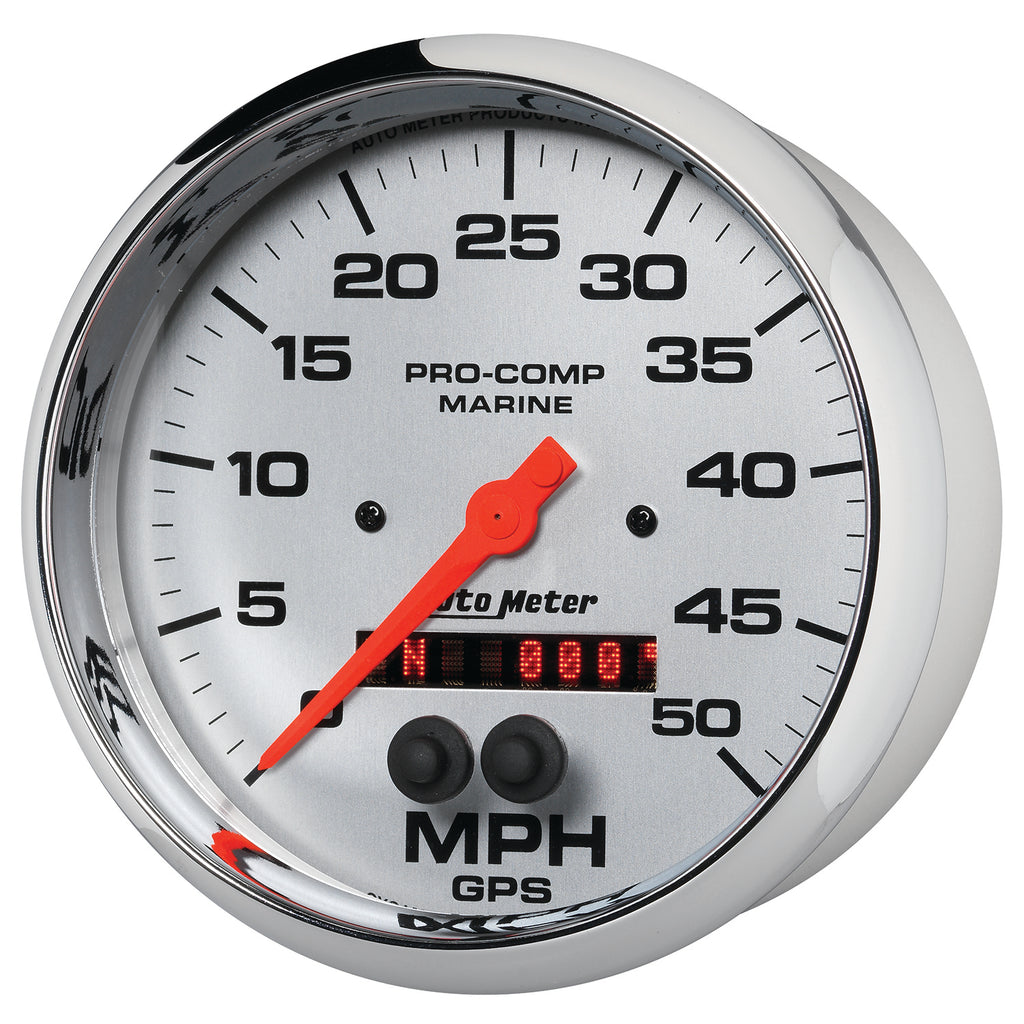 AutoMeter 200644-35 GAUGE, SPEEDOMETER, 5", 50MPH, GPS, MARINE CHROME