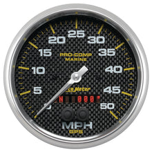 Load image into Gallery viewer, AutoMeter 200644-40 GAUGE, SPEEDOMETER, 5", 50MPH, GPS, MARINE CARBON FIBER