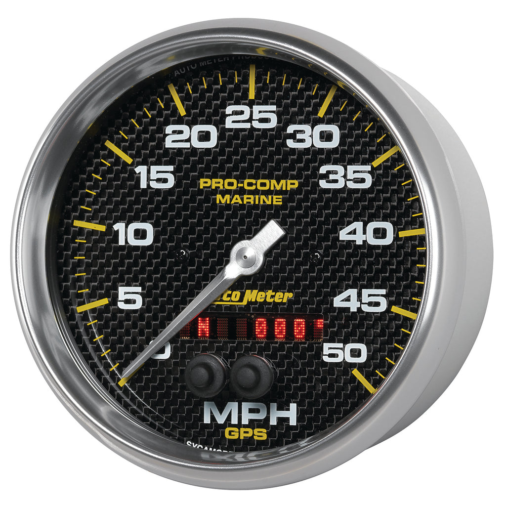 AutoMeter 200644-40 GAUGE, SPEEDOMETER, 5", 50MPH, GPS, MARINE CARBON FIBER