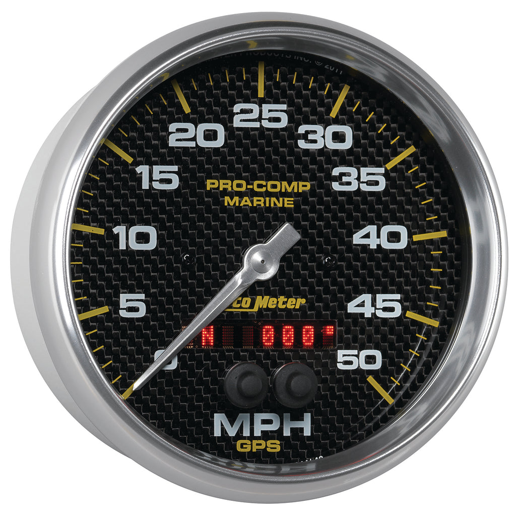 AutoMeter 200644-40 GAUGE, SPEEDOMETER, 5", 50MPH, GPS, MARINE CARBON FIBER