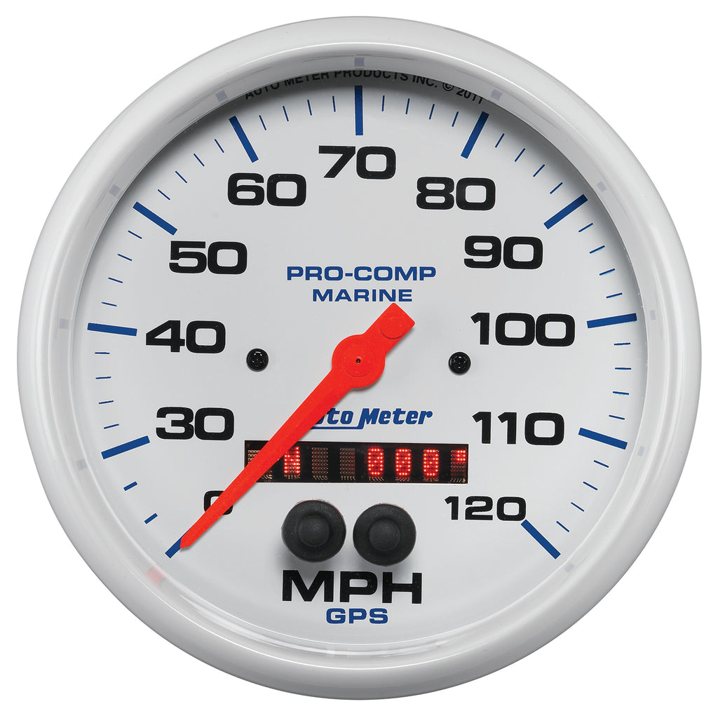 AutoMeter 200646 GAUGE, SPEEDOMETER, 5", 120MPH, GPS, MARINE WHITE