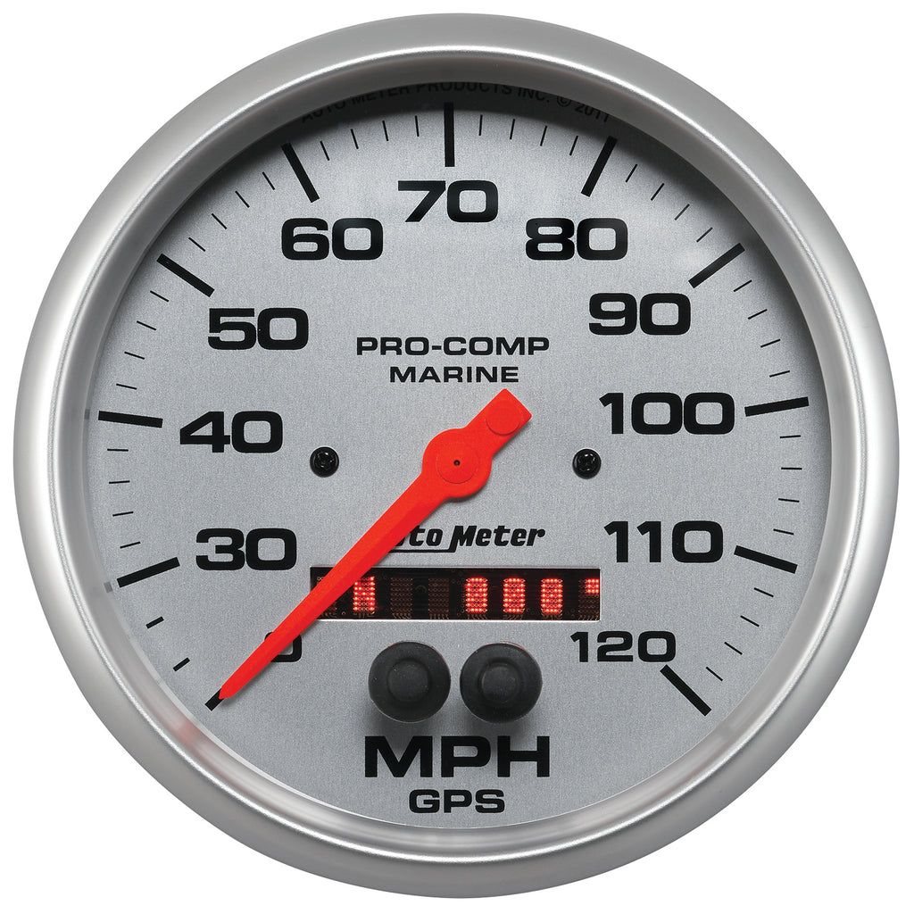 AutoMeter 200646-33 GAUGE, SPEEDOMETER, 5", 120MPH, GPS, MARINE SILVER
