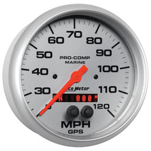 Load image into Gallery viewer, AutoMeter 200646-33 GAUGE, SPEEDOMETER, 5", 120MPH, GPS, MARINE SILVER