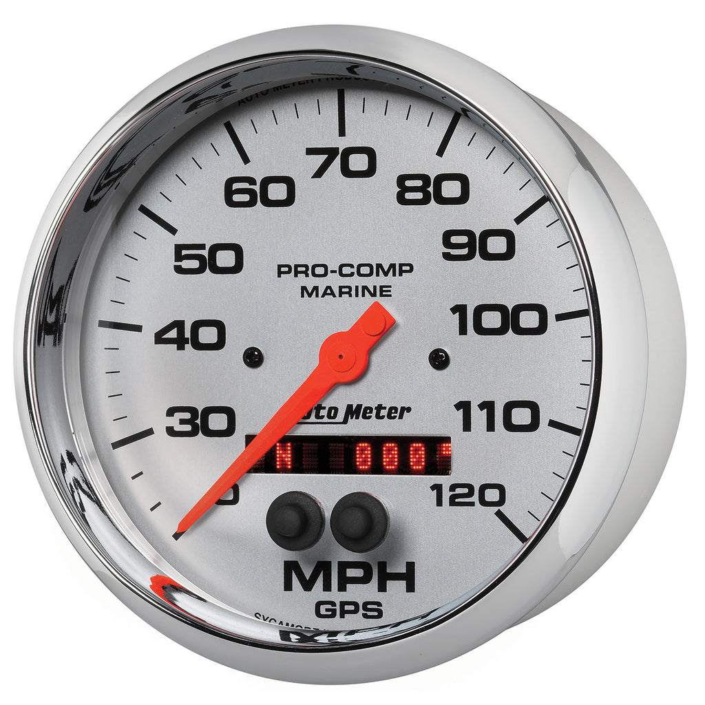 AutoMeter 200646-35 GAUGE, SPEEDOMETER, 5", 120MPH, GPS, MARINE CHROME