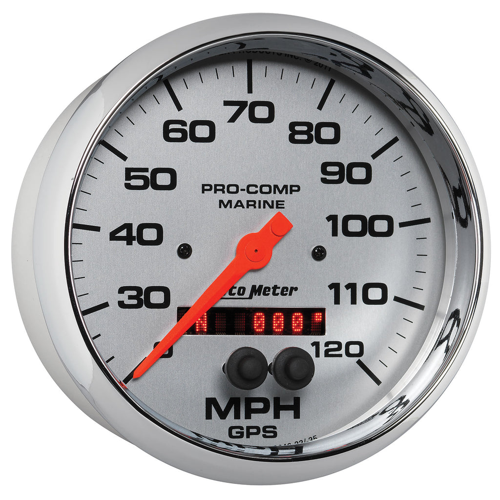 AutoMeter 200646-35 GAUGE, SPEEDOMETER, 5", 120MPH, GPS, MARINE CHROME