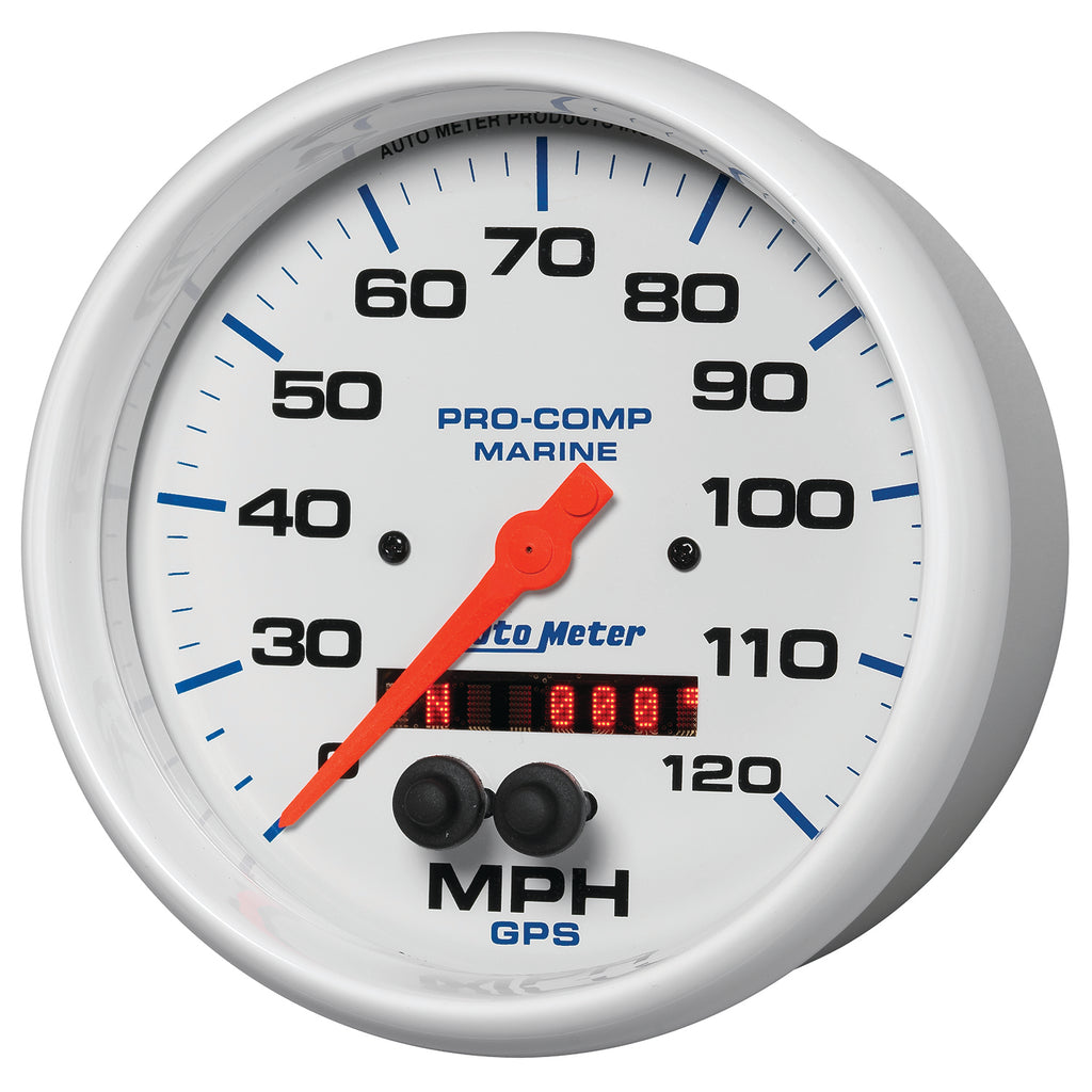 AutoMeter 200646 GAUGE, SPEEDOMETER, 5", 120MPH, GPS, MARINE WHITE
