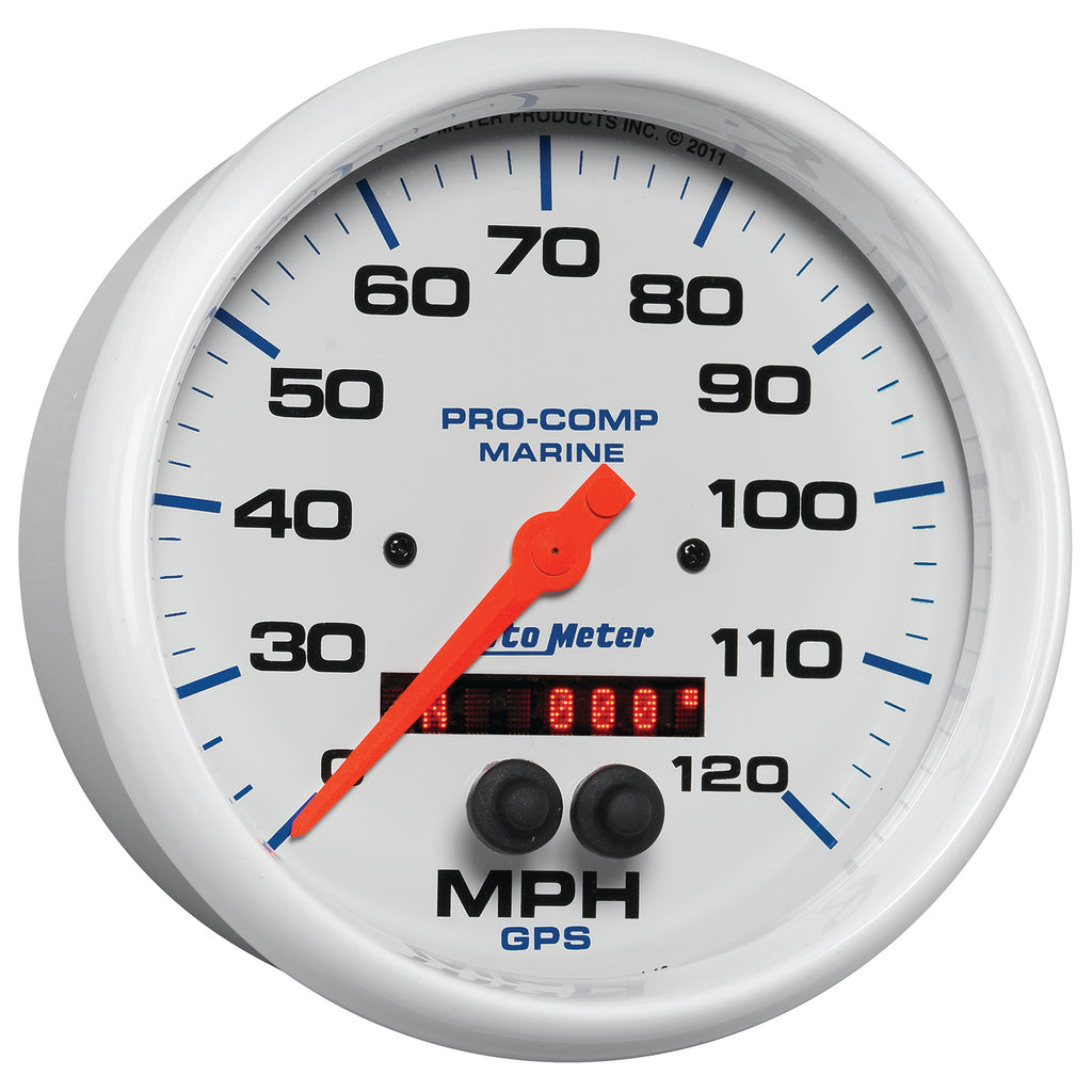 AutoMeter 200646 GAUGE, SPEEDOMETER, 5", 120MPH, GPS, MARINE WHITE