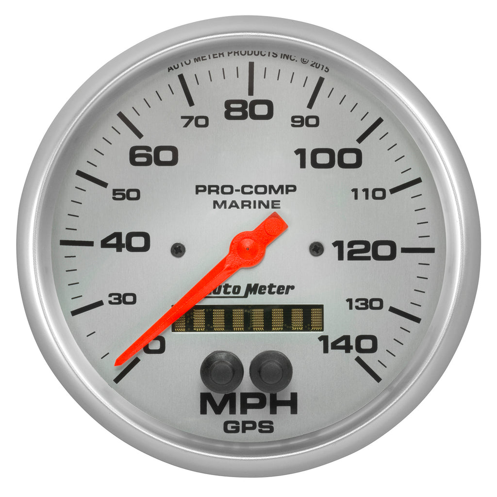AutoMeter 200647-33 GAUGE, SPEEDOMETER, 5", 140MPH, GPS, MARINE SILVER