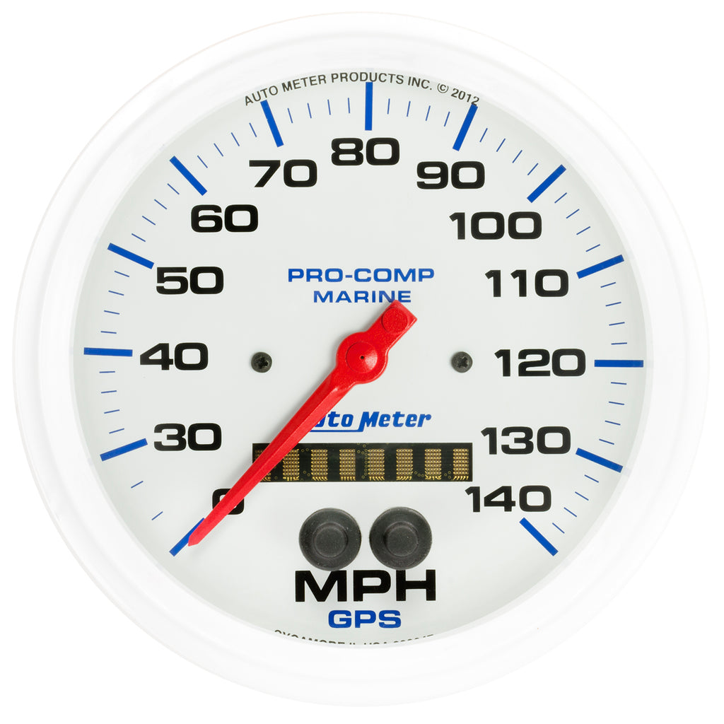 AutoMeter 200647 GAUGE, SPEEDOMETER, 5", 140MPH, GPS, MARINE WHITE