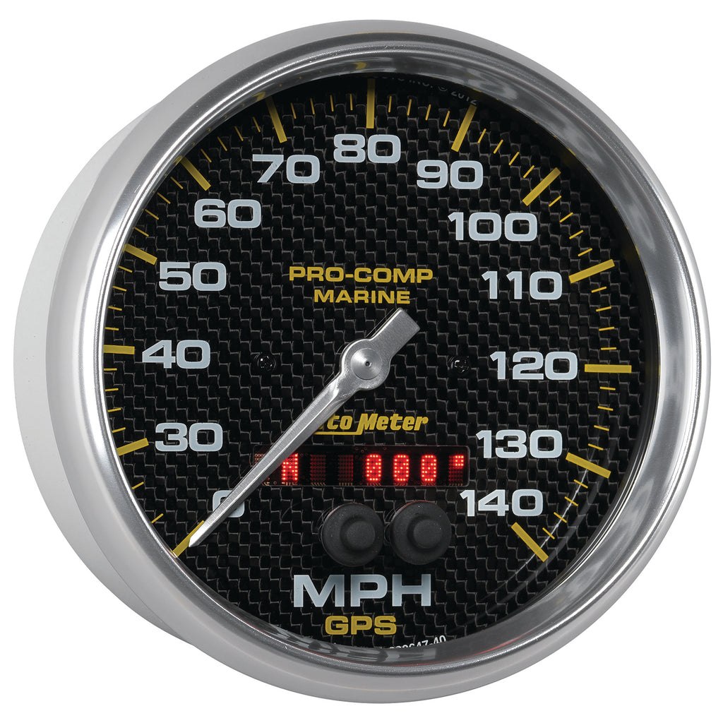 AutoMeter 200647-40 GAUGE, SPEEDOMETER, 5", 140MPH, GPS, MARINE CARBON FIBER