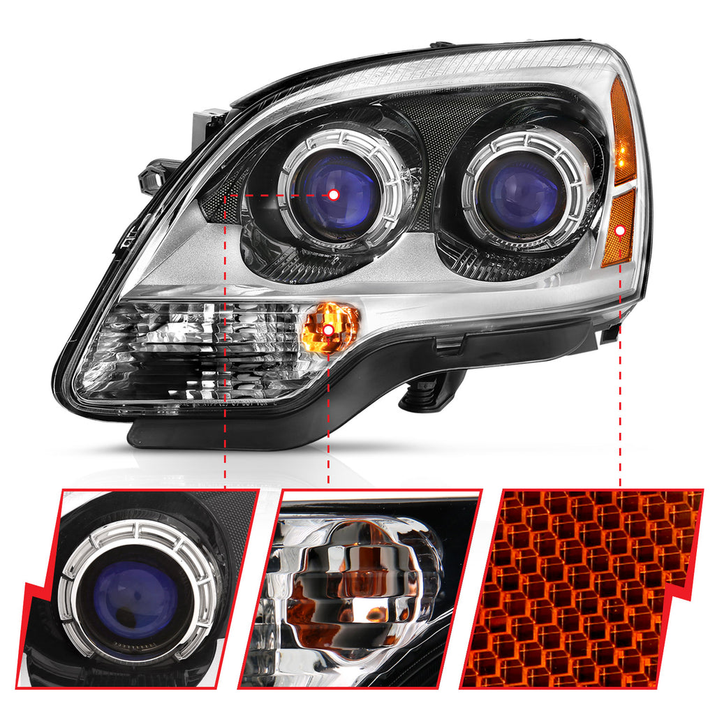 2007-2008-Gmc-Acadia-Crystal-Headlight-Chrome-Amber(Oe)