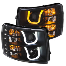 Load image into Gallery viewer, 2007-2013-Chevrolet-Silverado-15002500-Projector-Headlights-W-U-Bar-Switchback-Black-W-Amber