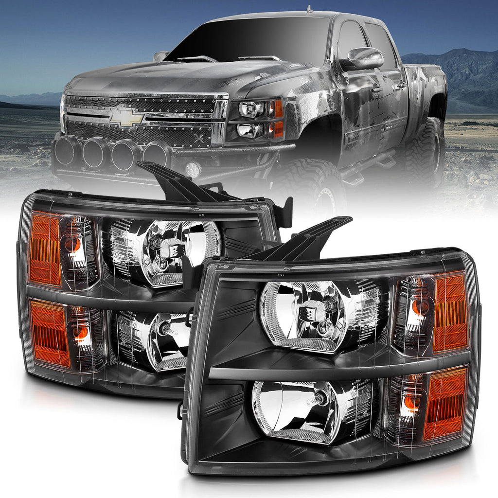 2007-2013-Chevrolet-Silverado-Crystal-Headlights-Black
