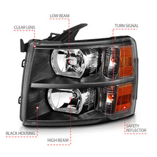 Load image into Gallery viewer, 2007-2013-Chevrolet-Silverado-Crystal-Headlights-Black