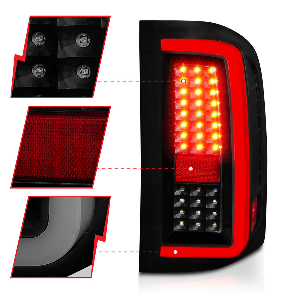 2007-2013-Chevrolet-Silverado1500-2500-3500-Led-Tail-Lights-W-Light-Bar-Black-Housing-Smoke