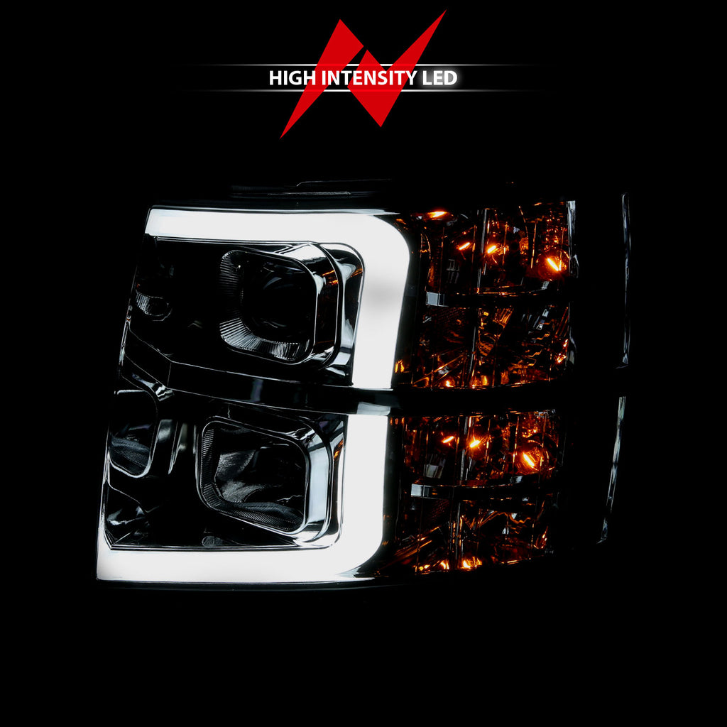 2007-2013-Chevy-Silverado-1500-Projector-Plank-Style-Chrome-Amber
