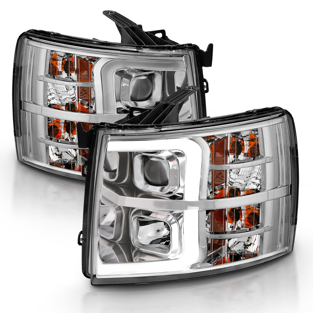 2007-2013-Chevy-Silverado-1500-Projector-Plank-Style-Chrome-Amber
