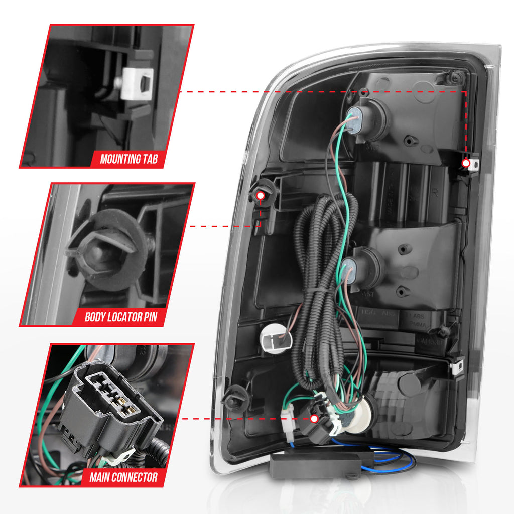 2007-2013-Gmc-Sierra-Led-Tail-Lights-W-Light-Bar-Black-Housing-Clear-Lens