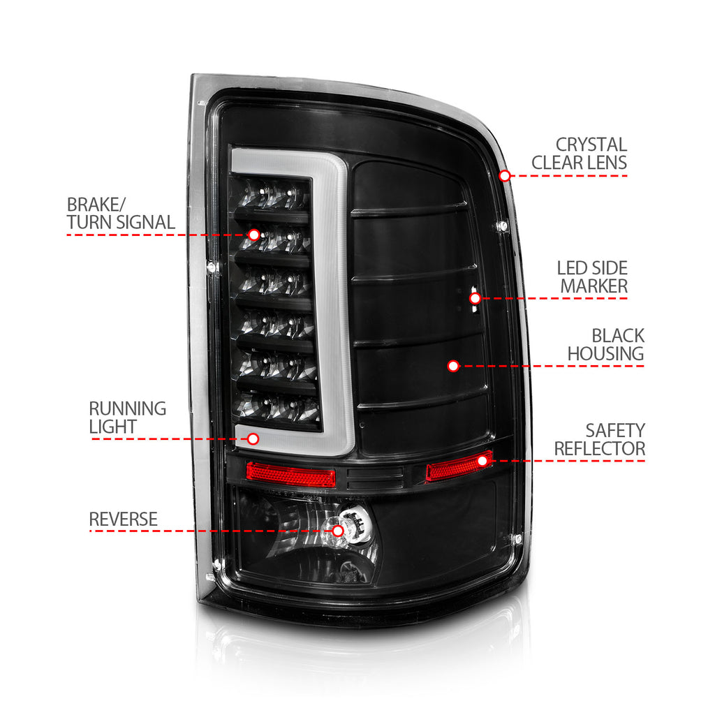 2007-2013-Gmc-Sierra-Led-Tail-Lights-W-Light-Bar-Black-Housing-Clear-Lens