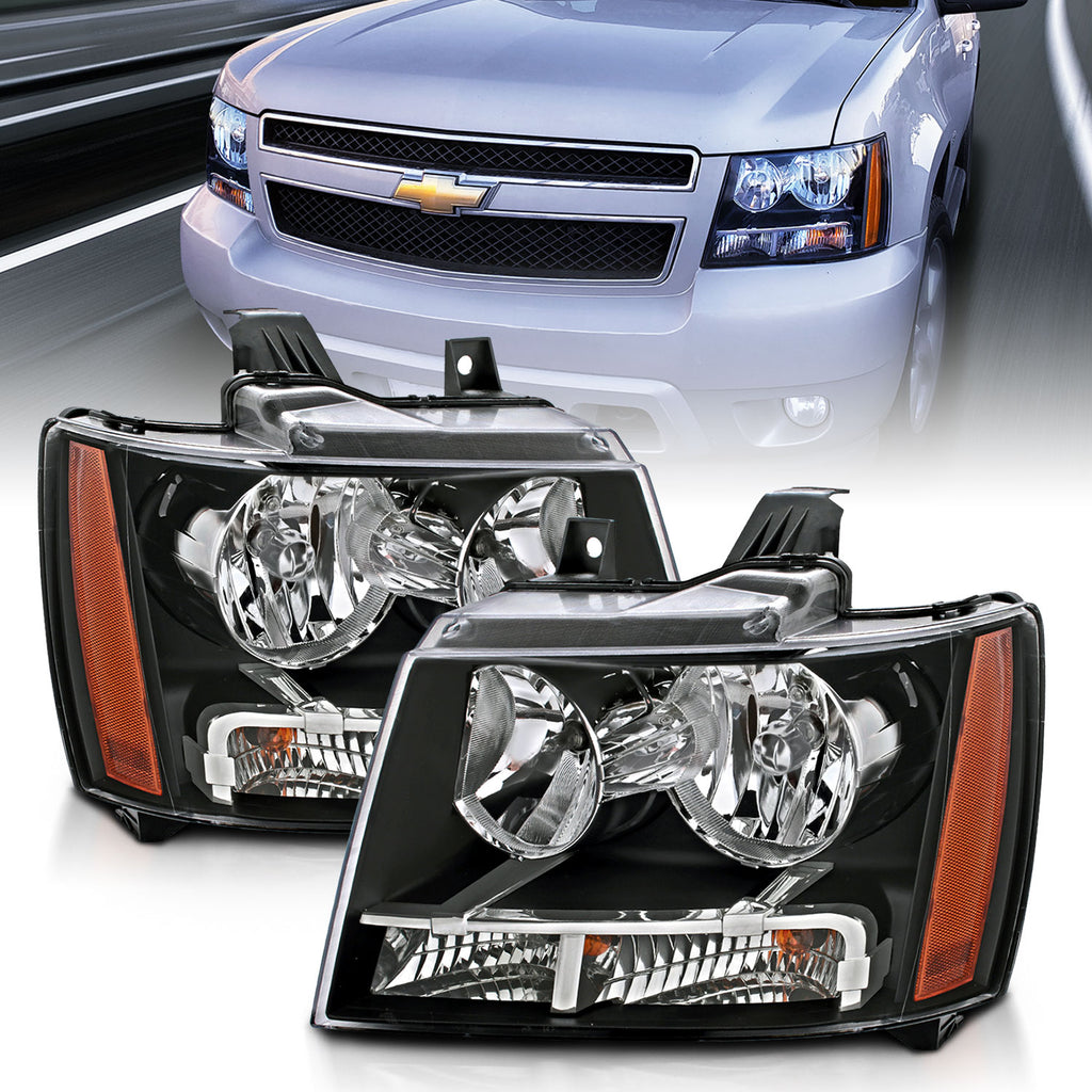 2007-2014-Chevrolet-TahoeSuburban-Crystal-Headlights-Black