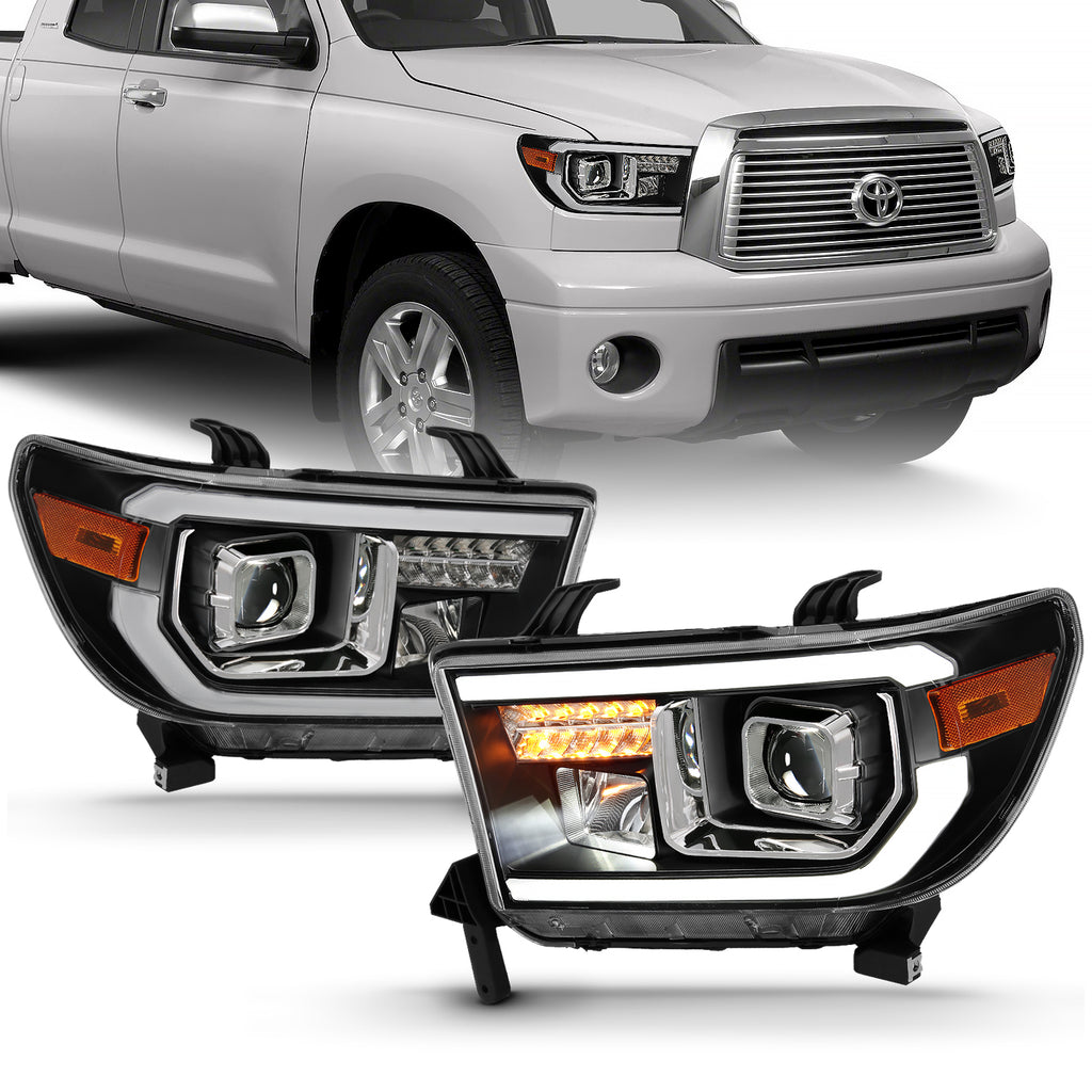 2007-2014-Toyota-Tundra-Projector-Light-Bar-H.L-Black-Amber(Led-High-Beam)-(Halogen-Version)