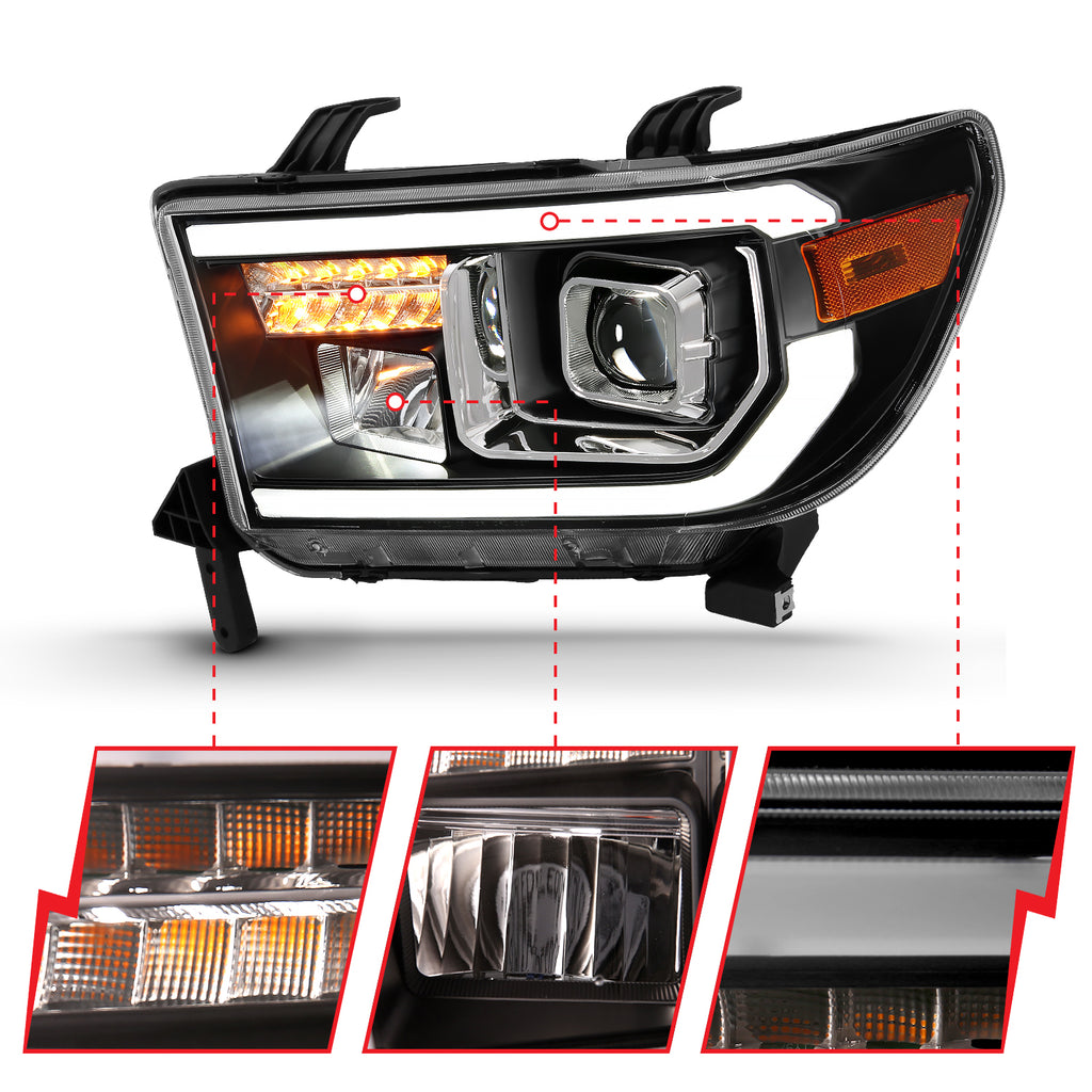 2007-2014-Toyota-Tundra-Projector-Light-Bar-H.L-Black-Amber(Led-High-Beam)-(Halogen-Version)