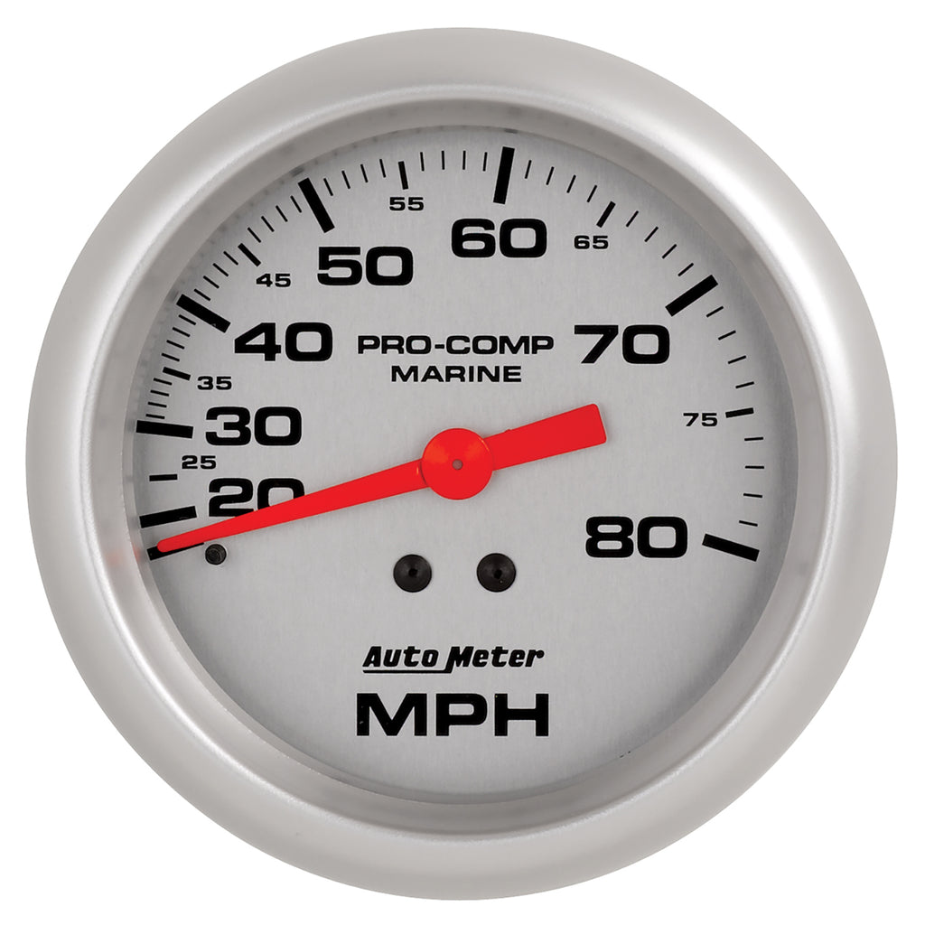 AutoMeter 200753-33 GAUGE, SPEEDOMETER, 3 3/8", 80MPH, MECHANICAL, MARINE SILVER