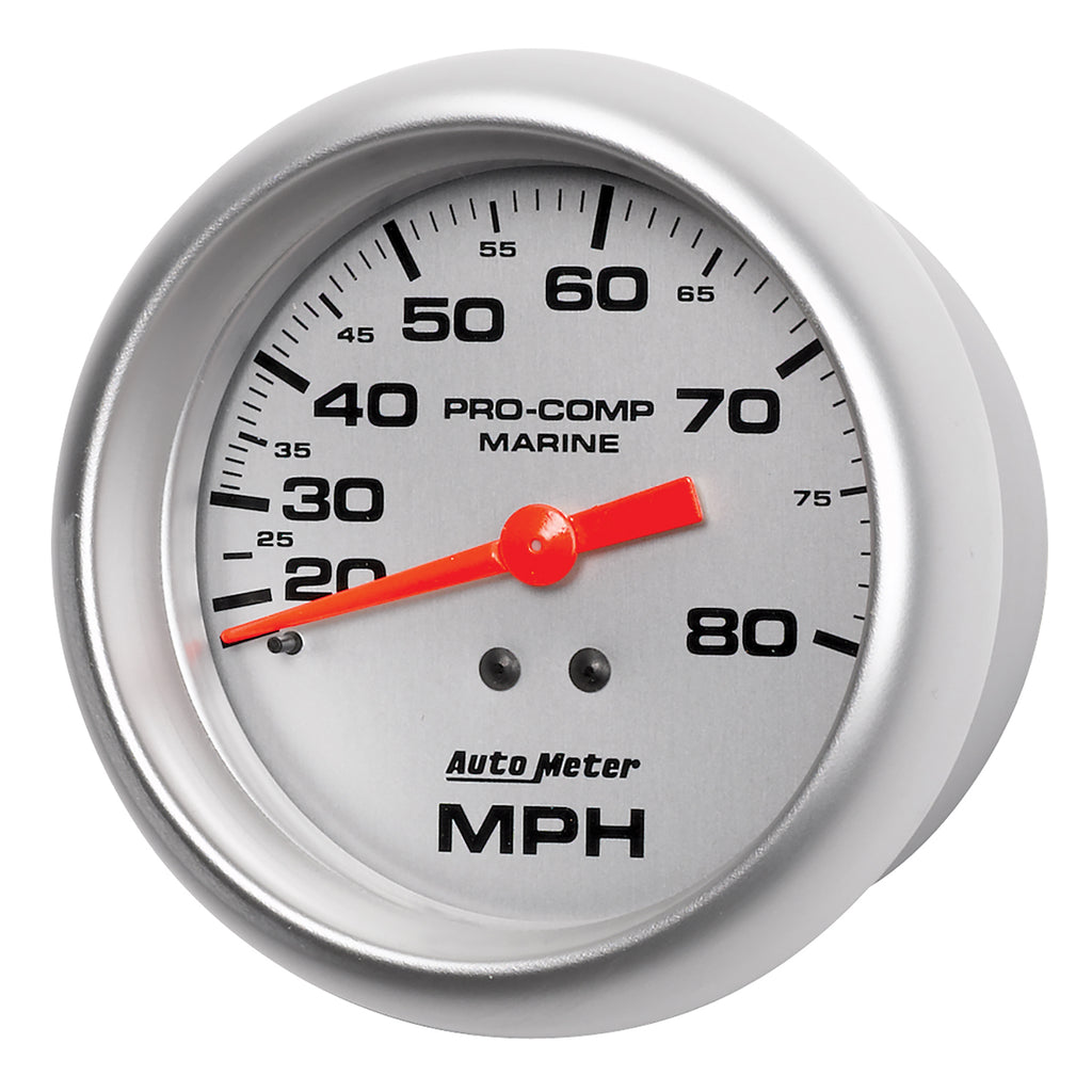 AutoMeter 200753-33 GAUGE, SPEEDOMETER, 3 3/8", 80MPH, MECHANICAL, MARINE SILVER