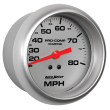 Load image into Gallery viewer, AutoMeter 200753-33 GAUGE, SPEEDOMETER, 3 3/8", 80MPH, MECHANICAL, MARINE SILVER