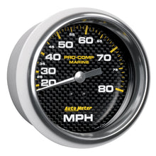 Load image into Gallery viewer, AutoMeter 200753-40 GAUGE, SPEEDOMETER, 3 3/8", 80MPH, MECHANICAL, MARINE CARBON FIBER