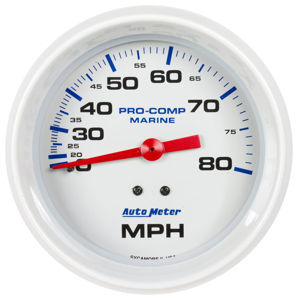 AutoMeter 200753 GAUGE, SPEEDOMETER, 3 3/8", 80MPH, MECHANICAL, MARINE WHITE