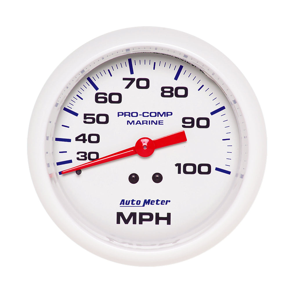 AutoMeter 200754 GAUGE, SPEEDOMETER, 3 3/8", 100MPH, MECHANICAL, MARINE WHITE