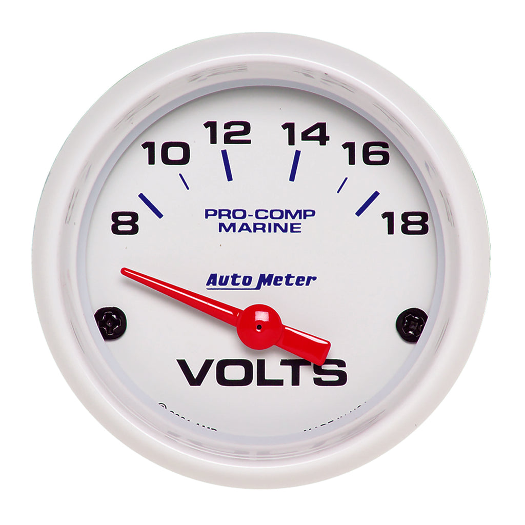 AutoMeter 200756 GAUGE, VOLTMETER, 2 1/16", 18V, ELECTRIC, MARINE WHITE