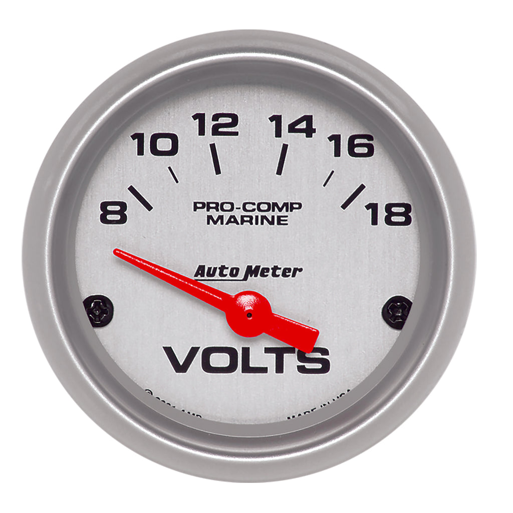 AutoMeter 200756-33 GAUGE, VOLTMETER, 2 1/16", 18V, ELECTRIC, MARINE SILVER
