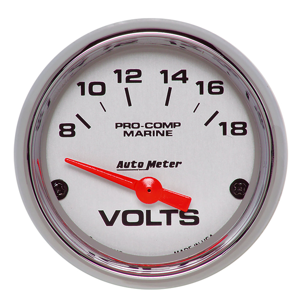AutoMeter 200756-35 GAUGE, VOLTMETER, 2 1/16", 18V, ELECTRIC, MARINE CHROME